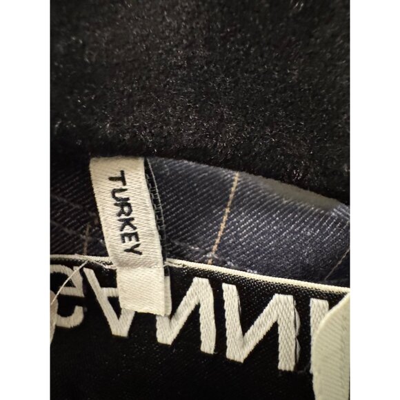 Ganni Navy Pinstripe Midi Dress With Ruched Waist & Puff Sleeves - Picture 6 of 10